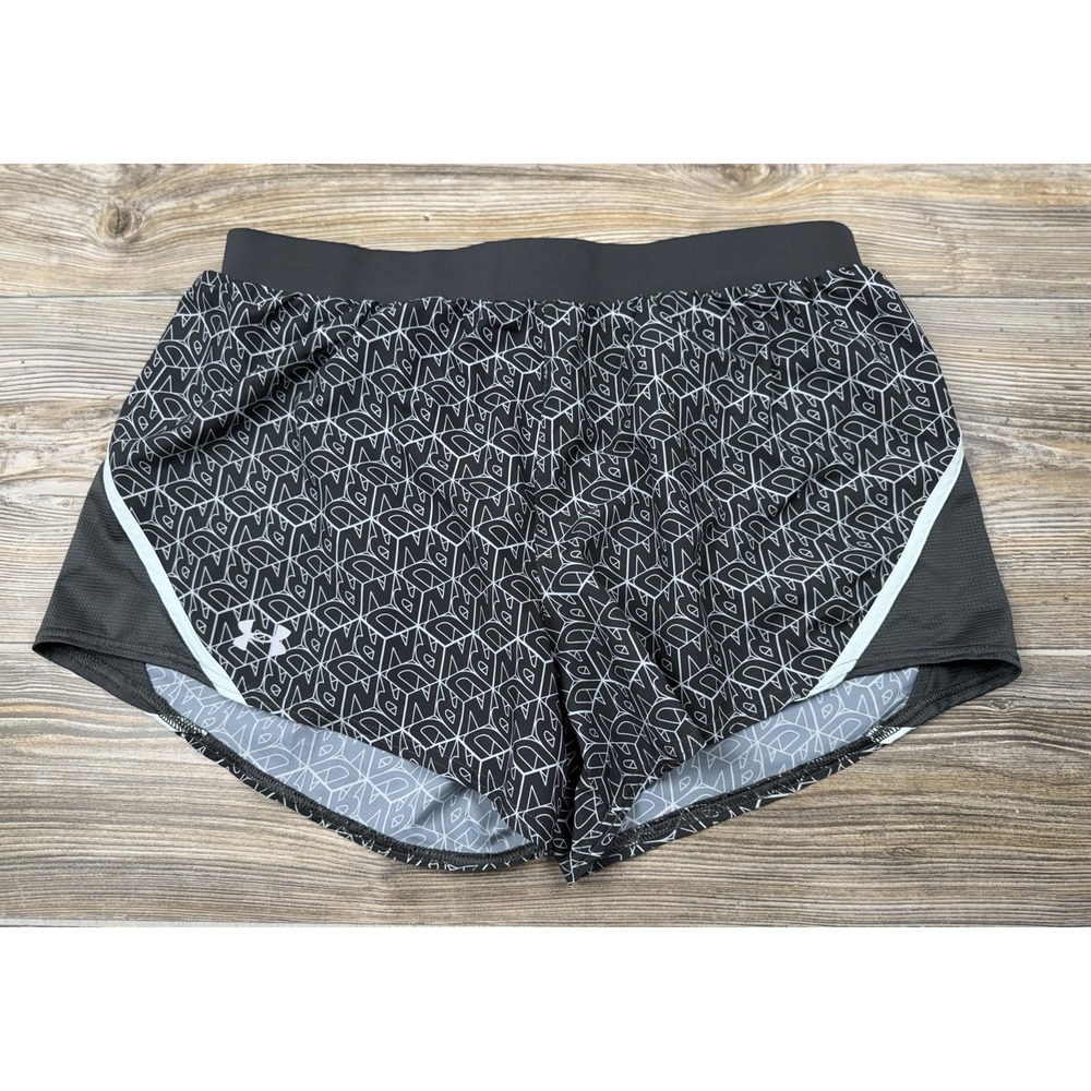 Under Armour Loose Fit Heatgear Shorts Women's L Black/Grey Lined All Over Print